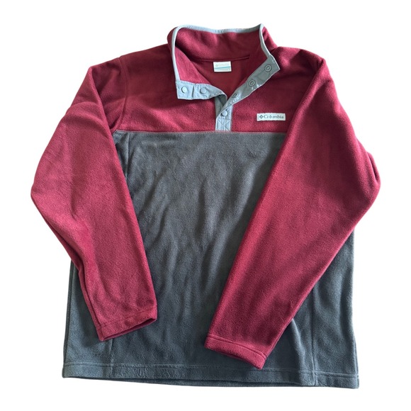 Columbia Steens Mountain Half Snap Fleece Pullover Men's Large Red Gray - Picture 1 of 7